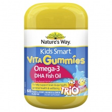 Nature s Way Gummies Omega 3 Fish Oil 60 Pastilles佳思敏 儿童DHA鱼油软糖 60粒