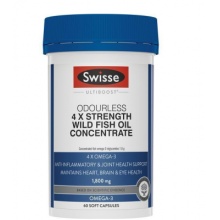  Swisse odourless 4 strength Wild Fish oil concentrate 四倍鱼油 60 Capsules