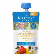 贝拉米4 苹果香蕉芒果亚麻籽果泥Bellamys Organic Apple Banana Mango With Flaxseed Puree 120g